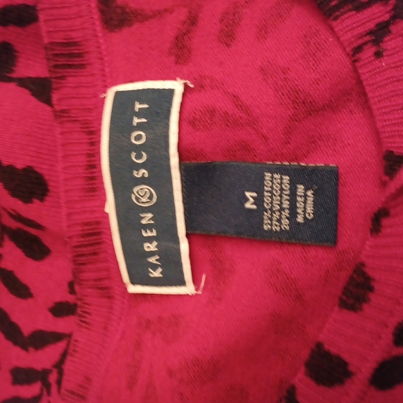 Karen Scott Leaf Pattern Cardigan Size M - Picture 4 of 4